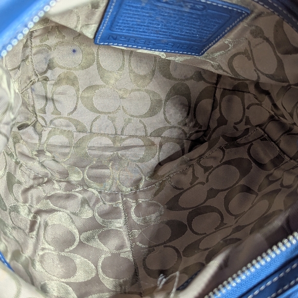 Rare Color Vintage Coach Legacy Soho Duffle Sac Slate Blue Leather - Picture 9 of 11